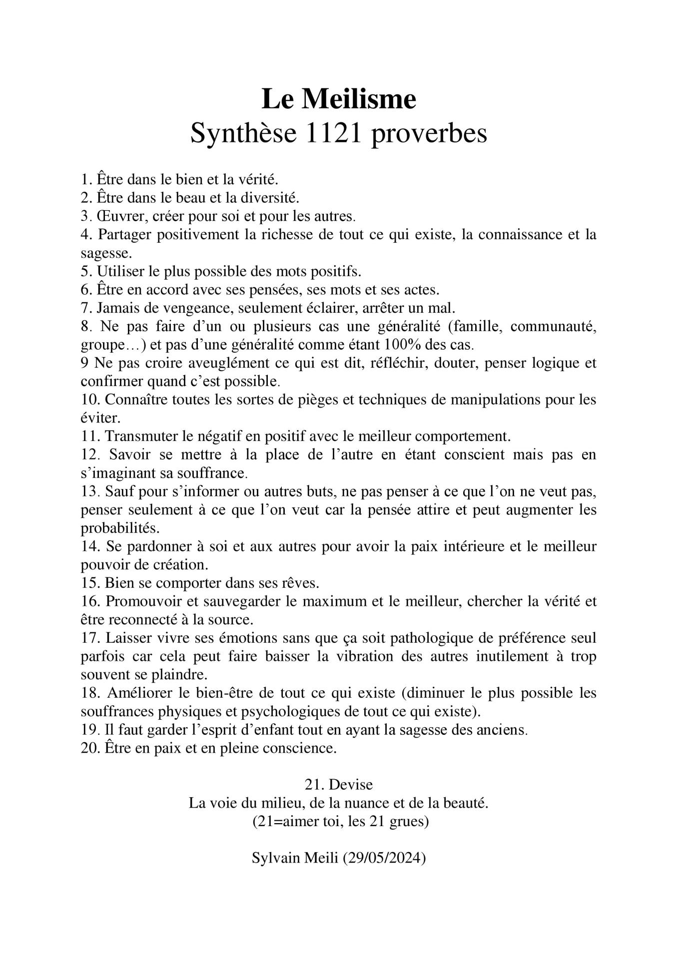 Sylvain Meili 21 devises meilisme proverbes français